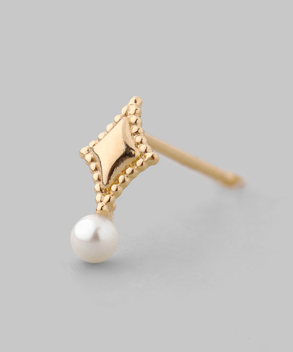 淡水パール×ダイヤモチーフピアス[K10]