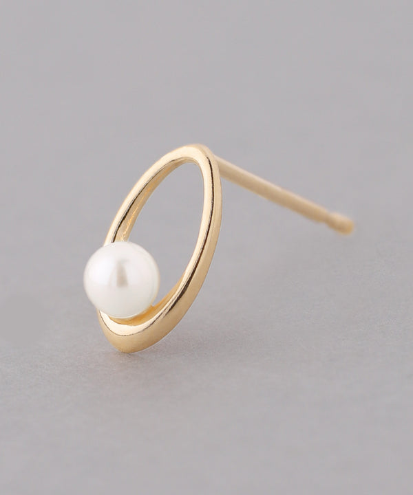 淡水パール×オーバルピアス[K10]