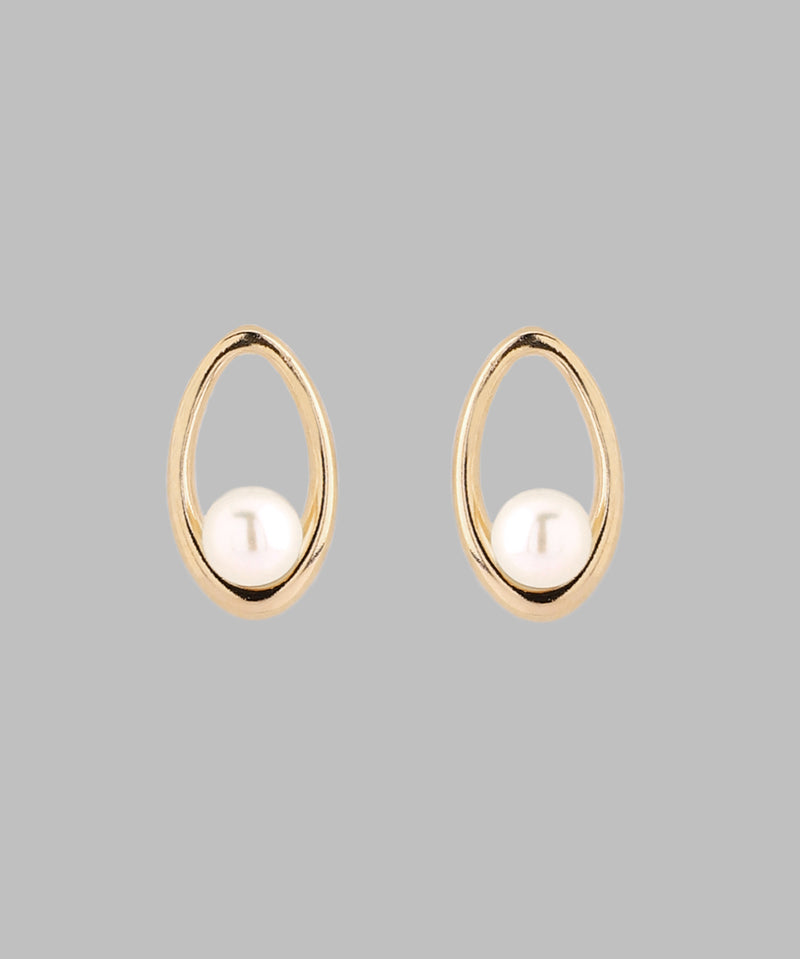 淡水パール×オーバルピアス[K10]