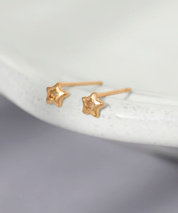 天然石×スターピアス[K10]