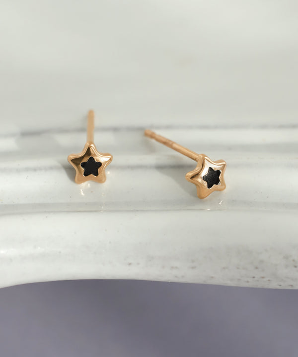 天然石×スターピアス[K10]