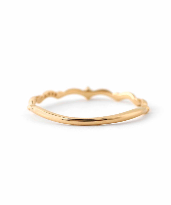 [Gift box included] Single diamond wave ring [K10]