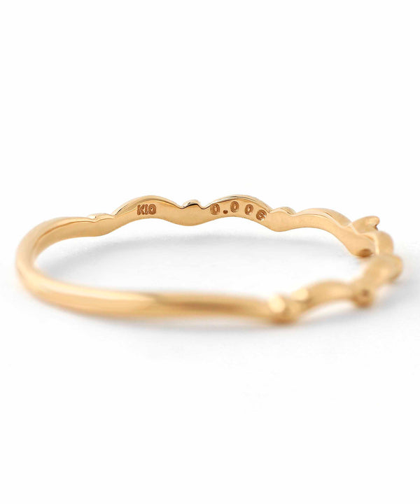 [Gift box included] Single diamond wave ring [K10]