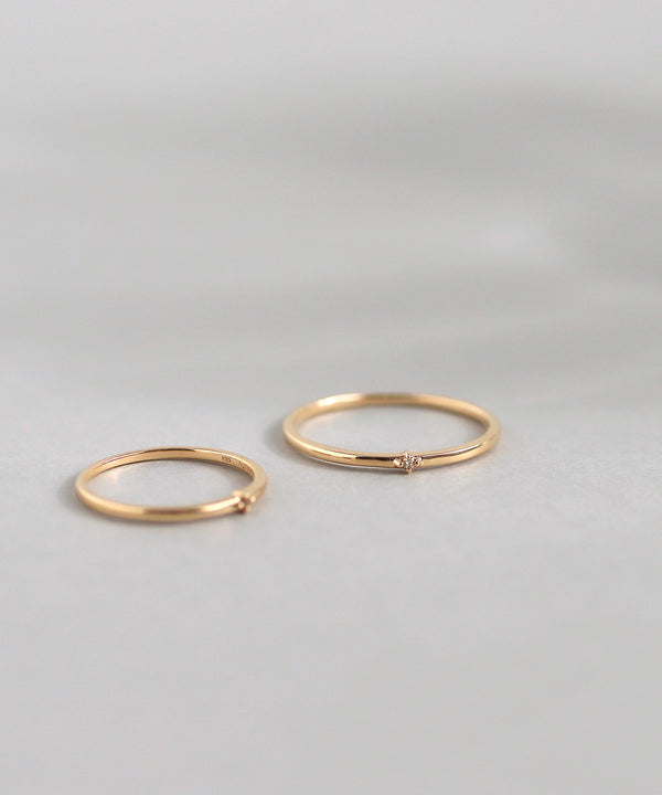 [Gift box included] Single diamond ring [K10]