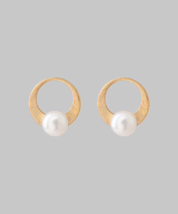 パール×メタルサークルピアス[K10][Basic]