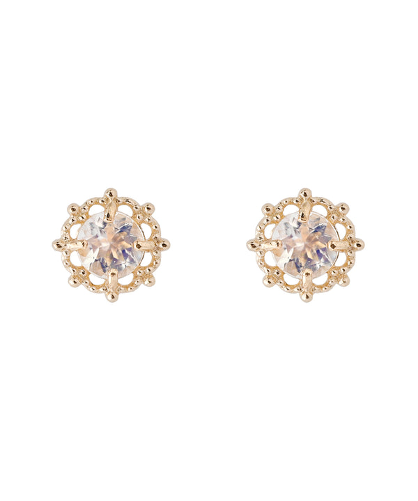 Single natural stone earrings [Basic] [K10]