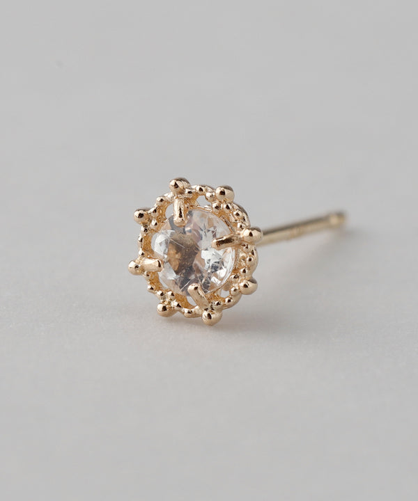 Single natural stone earrings [Basic] [K10]