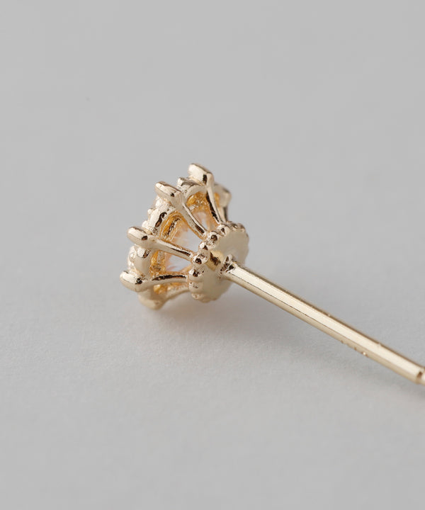 Single natural stone earrings [Basic] [K10]