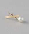Freshwater pearl cross earrings [Basic] [K10]
