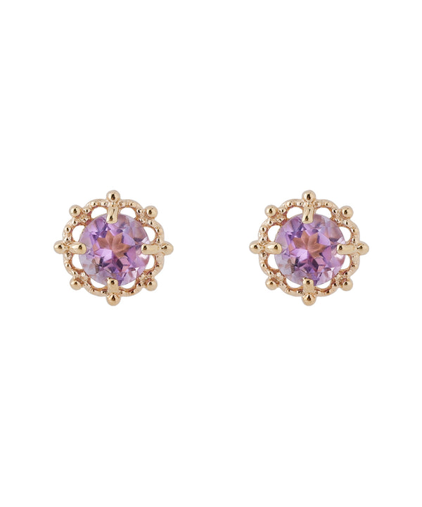 Single natural stone earrings [Basic] [K10]