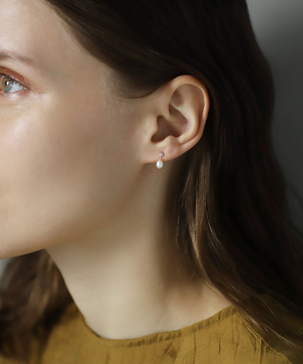 Freshwater pearl earrings [K10][Basic]