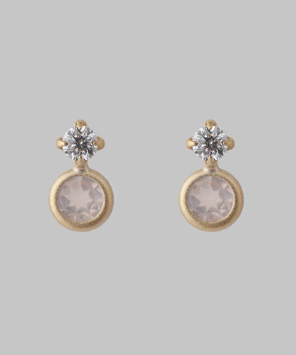 Circle stone earrings [K10][Basic]