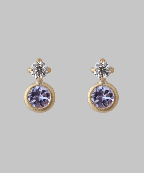 Circle stone earrings [K10][Basic]