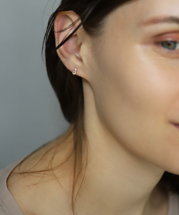 Circle stone earrings [K10][Basic]