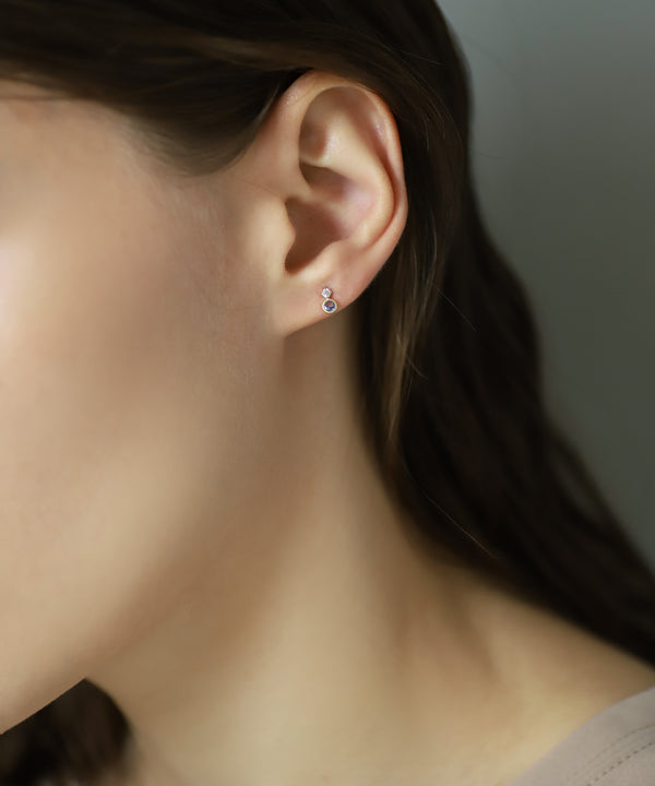 Circle stone earrings [K10][Basic]