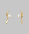 Wave pearl earrings [K10][Basic]