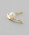 Wave pearl earrings [K10][Basic]