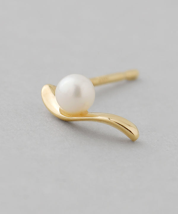 Wave pearl earrings [K10][Basic]
