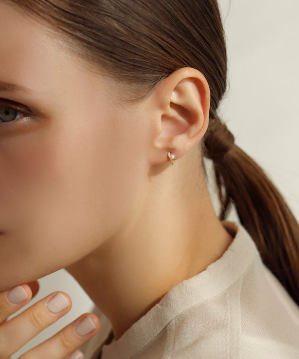Wave pearl earrings [K10][Basic]