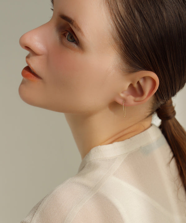 Chain back catch earrings [K10][Basic]