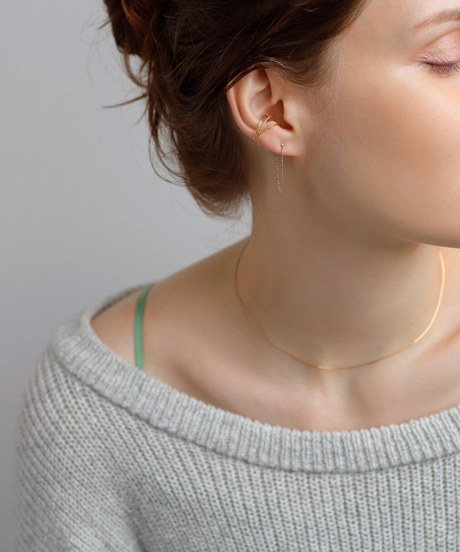 mimi33】チェーンバックキャッチピアス[K10][Basic]｜SANPO