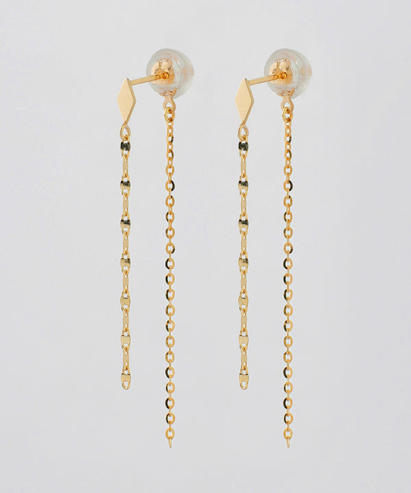 Combination Chain Back Catch Earrings [K10][Basic]