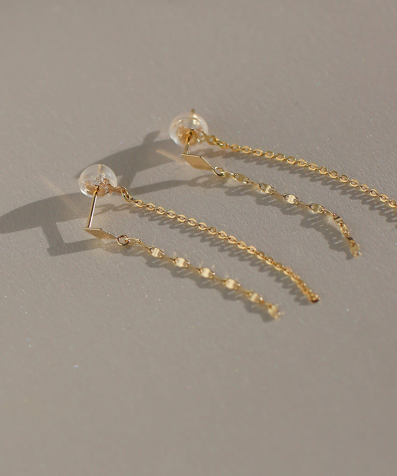 Combination Chain Back Catch Earrings [K10][Basic]