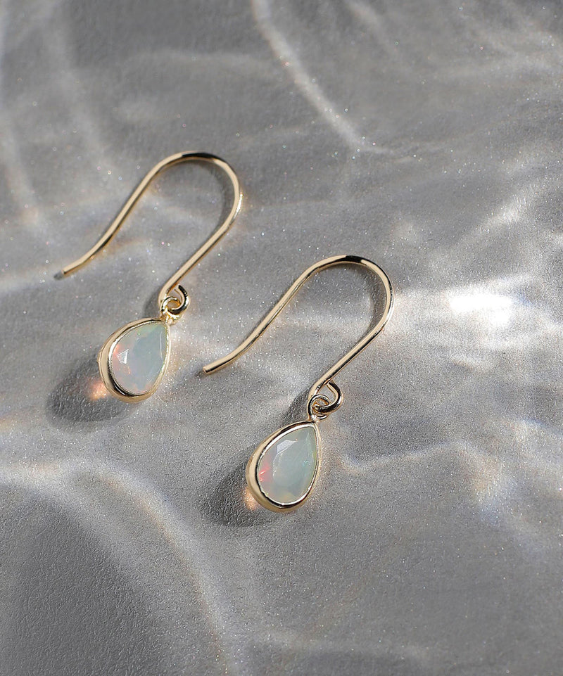 Natural stone x drop hook earrings [K10][Basic]