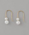 Double pearl hook earrings [K10][Basic]