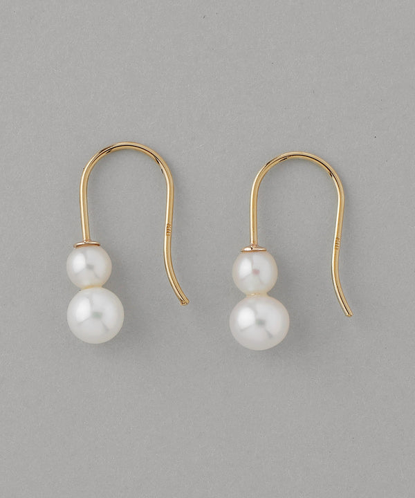 Double pearl hook earrings [K10][Basic]
