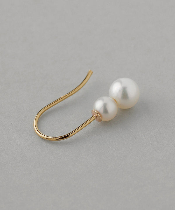 Double pearl hook earrings [K10][Basic]