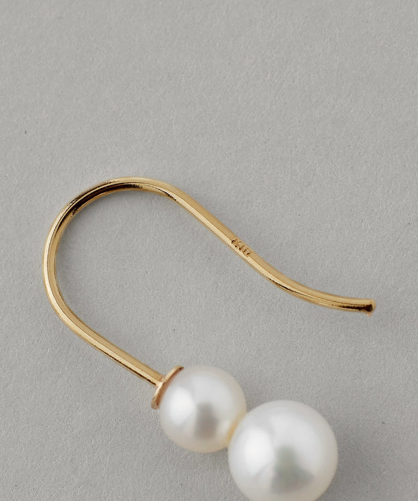 Double pearl hook earrings [K10][Basic]