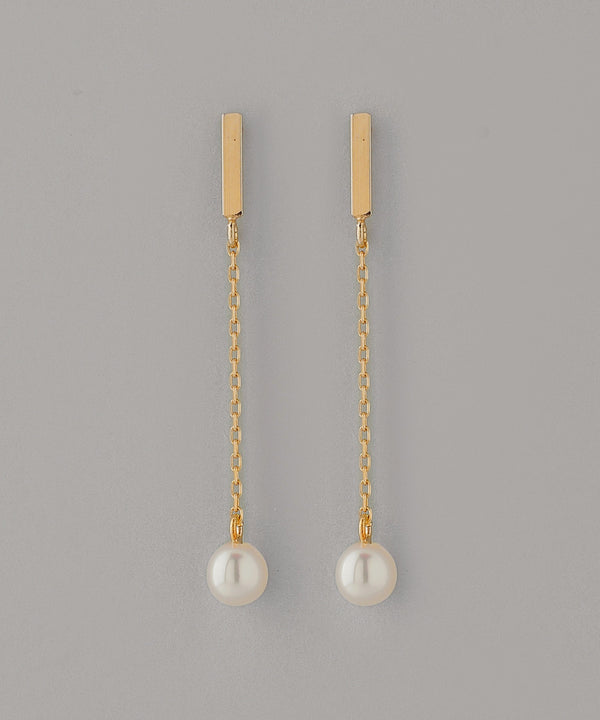 Pearl chain earrings [K10][Basic]