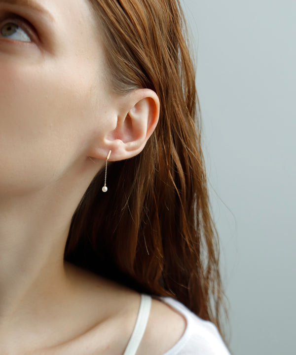 Pearl chain earrings [K10][Basic]