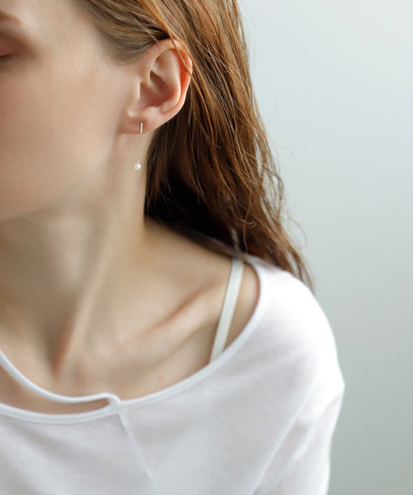 Pearl chain earrings [K10][Basic]