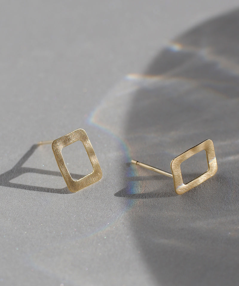 Square plate earrings [K10][Basic]