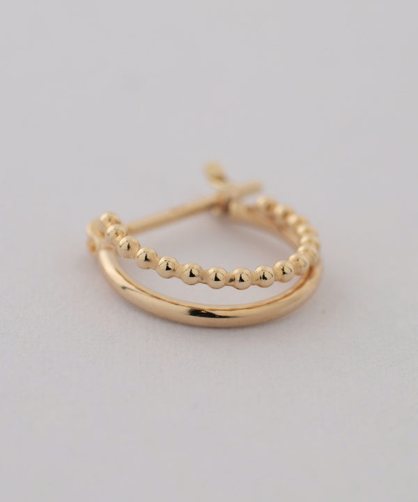 ダブルラインフープピアス[K10]][Basic]