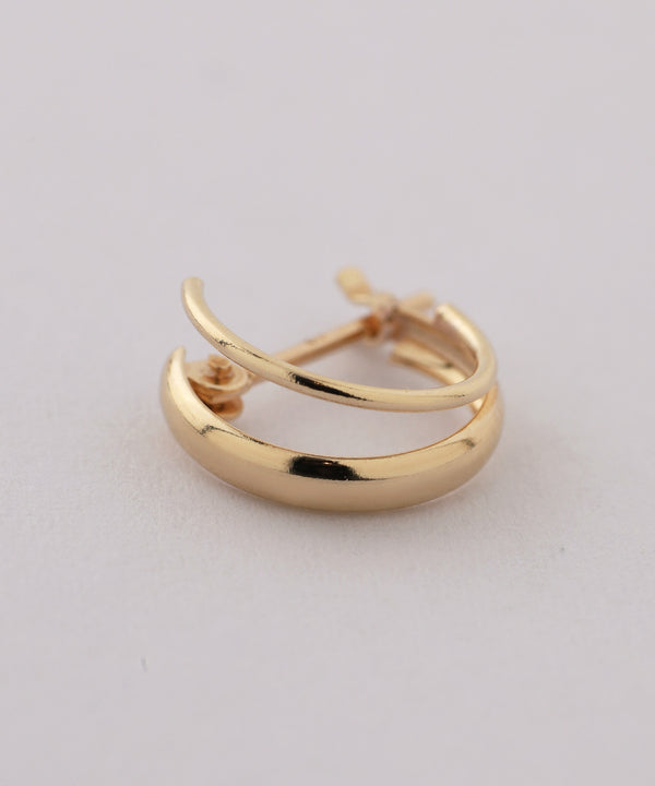 ダブルラインフープピアス[K10]][Basic]