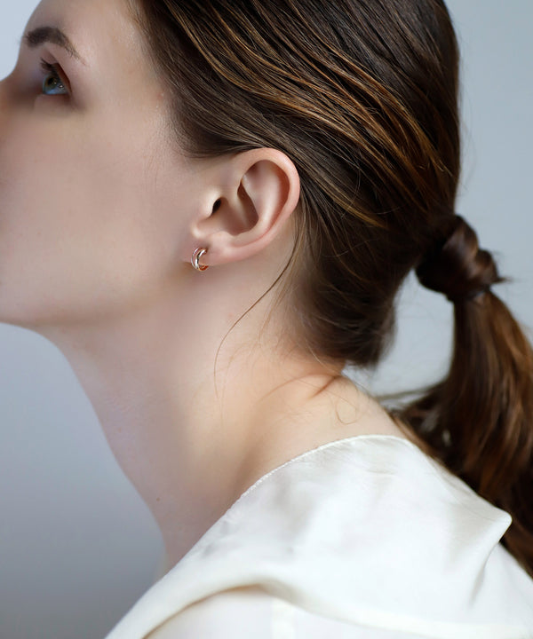 ダブルラインフープピアス[K10]][Basic]