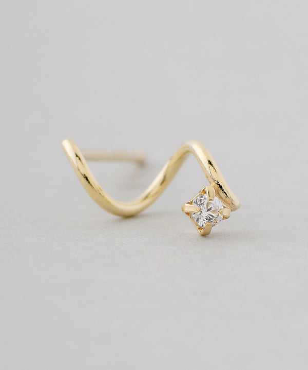 ビジュー×カールラインピアス[K10][Basic]