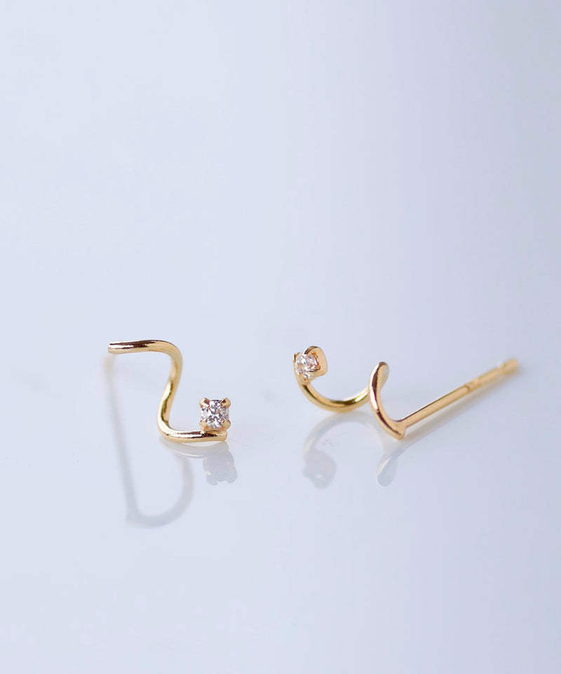 ビジュー×カールラインピアス[K10][Basic]