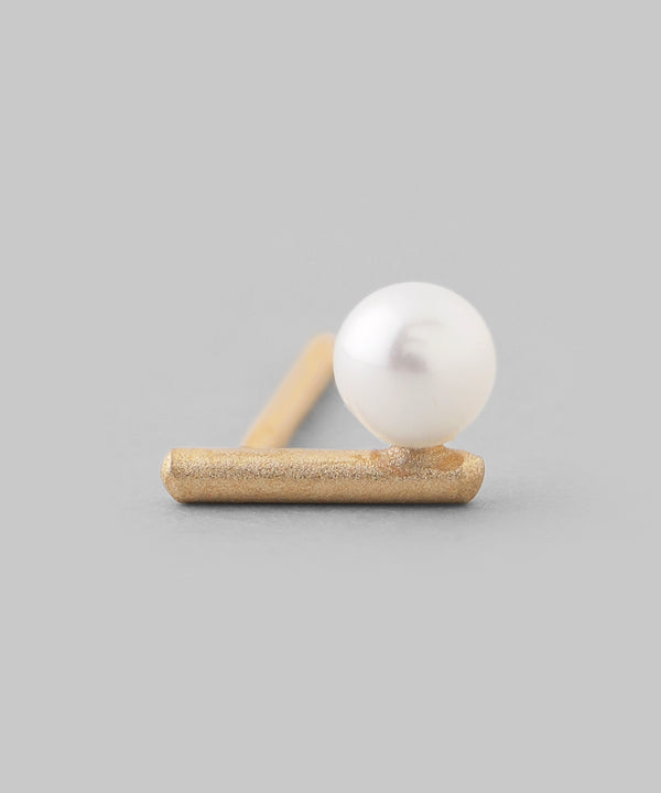 Pearl x Metal Bar Earrings [K10][Basic]