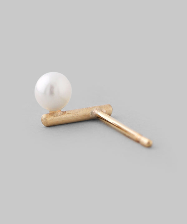 Pearl x Metal Bar Earrings [K10][Basic]