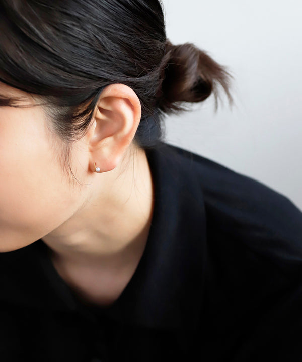 Pearl x Metal Bar Earrings [K10][Basic]