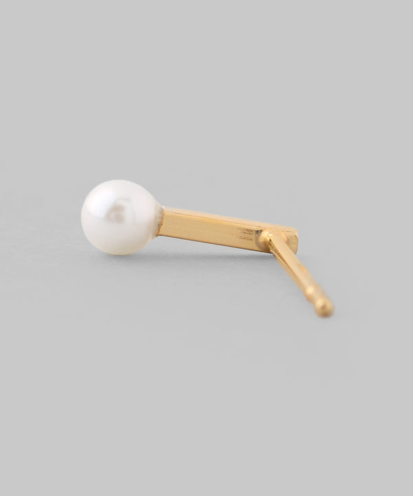 パール×メタルバーピアス[K10][Basic]