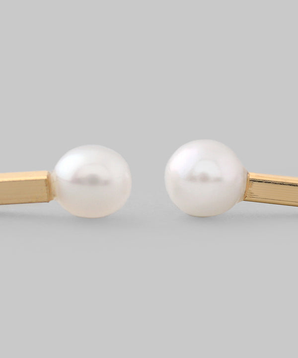 パール×メタルバーピアス[K10][Basic]