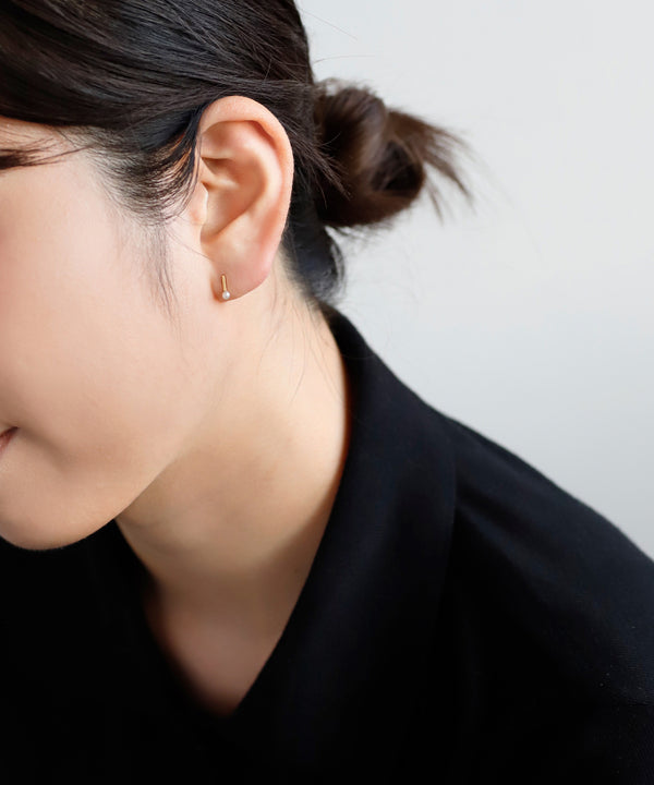 パール×メタルバーピアス[K10][Basic]