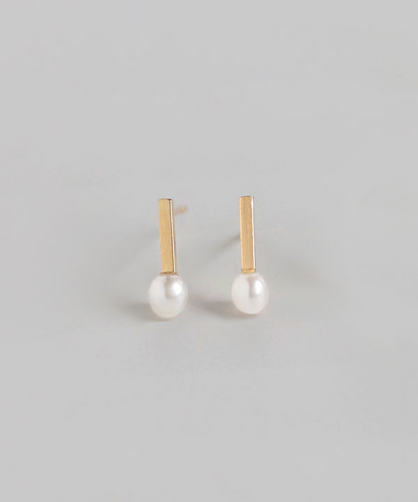 パール×メタルバーピアス[K10][Basic]