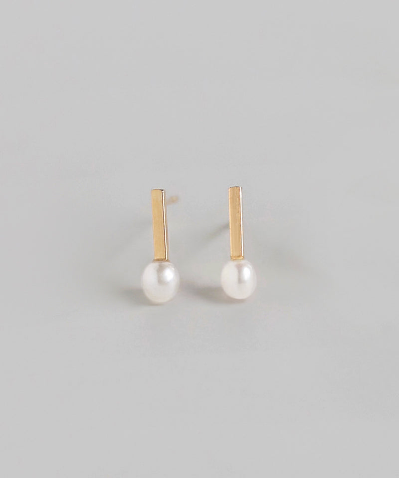 パール×メタルバーピアス[K10][Basic]