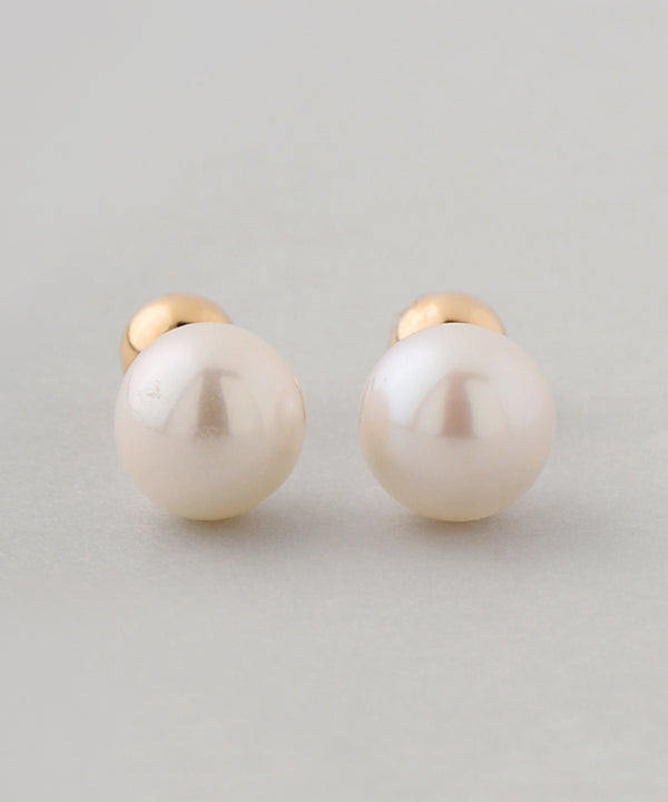 Freshwater pearl back-catch earrings [K10][Basic]